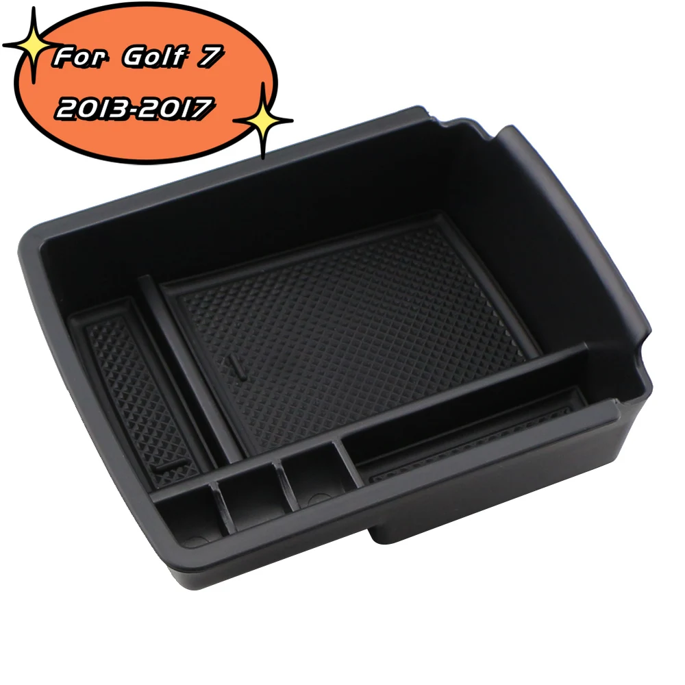 Storage box arm rest glove tray bin container holder for vw golf 7 mk7 2013 2016 thumb200