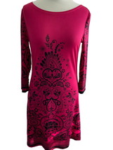 Charlie Paige ladies quarter sleeve pink knit paisley slipover midi dress Medium - £18.14 GBP