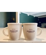 2x Starbucks 2006 Mini White Demitasse Espresso Cup 3 Oz Brown Logo - £29.24 GBP