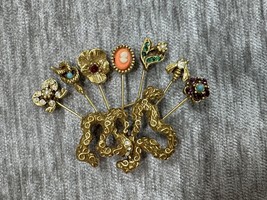 Vintage Goldette Victorian Revival Stick Pin Brooch Gold Tone Bee Rhines... - $34.64