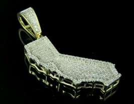 4Ct Rotondo Diamanti Finti California Mappa Ciondolo 14K Placcato Oro Gi... - $101.44