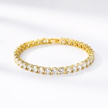 Luxury Iced Out Bracelet Gold Color Cubic Zirconia - £5.75 GBP