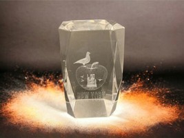 Pre-9/11 New York City Twin Towers 3D Laser Etched Crystal Paperweight Souvenir - £14.87 GBP