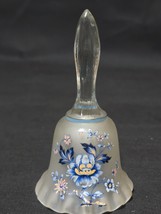 Vintage Westmoreland 5.25&quot; Glass Bell Hand Painted China Rose On Satin Frost - £8.76 GBP