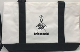 Bridesmaid Canvas Tote Bag Black and White Embroidered New - $23.13