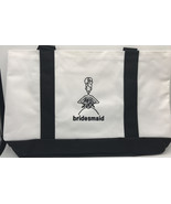 Bridesmaid Canvas Tote Bag Black and White Embroidered New - £18.09 GBP