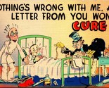 Comic Hospital Bed Nothing&#39;s Wrong With Me A Letter Wont Cure Linen Post... - $3.91