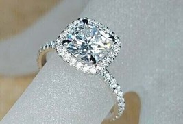 2.00Ct Cushion Cut Moissanite Fancy Halo Engagement Ring 14k White Gold Plated - £89.91 GBP
