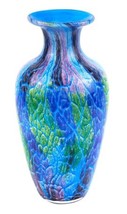 Contemporary Multi Color Mouth Blown Art Glass Vase - $146.07