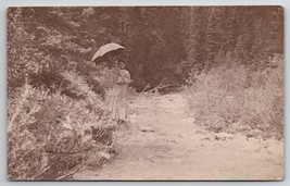 RPPC Edwardian Woman with Umbrella on Dirt Path Rose Watt  Photo Postcard J24 - £11.95 GBP