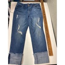 1822 Denim Taylor Distressed Cuffed Jeans Cropped Womens Rolled Hem Size 10 - $24.95
