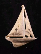 Vintage Brushed Gold Sailboat Lapel Pin Brooch 2”X1.25” - $12.20
