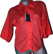 NWT ARMANI JEANS 10 orange blouse top shirt authentic light gauzy semi sheer - £65.14 GBP