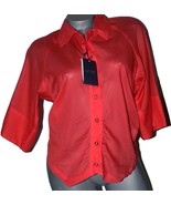 NWT ARMANI JEANS 10 orange blouse top shirt authentic light gauzy semi s... - $112.98 CAD