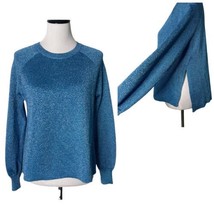 J. Crew Metallic Blue Sweater Shimmery Long Sleeve Side Split Women Size XS - £19.46 GBP