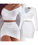 Casual Sexy Slim Mini Dress Skirt Bodycon Knit Sweater Party Club (White) - $49.99