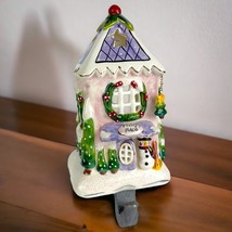 Blue Sky Clayworks Frosty&#39;s Place Ceramic Christmas Tealight Stocking Hanger - £31.84 GBP