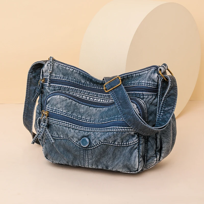 Women&#39;s Bag Vintage Female Shoulder Bag PU Leather Crossbody Bag Soft Wo... - $32.10