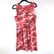 Eddie Bauer Dress V Neck Faux Wrap Surplice Neckline Pleated Pink Red M - £15.20 GBP