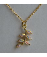 Handmade Leaf Shape Cz Stone Gold Plated Chain Pendant Necklace - £10.21 GBP