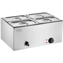 VEVOR Commercial Electric Food Warmer 4-Pan Countertop Buffet 15.9QT Bain Marie - £194.14 GBP