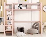 Twin Loft Bed With 4-Tier Shelves And Storage, Metal Loft Bed With Books... - £373.33 GBP