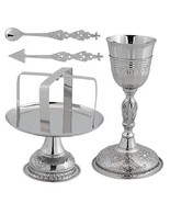 Holy Communion Nickel Plated Chalice 5 Pieces Set: Chalice, Lance, Paten... - £157.18 GBP