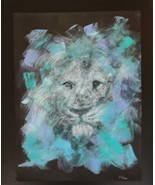 Lion Painting Acrylic Expressionism Canvas Original Painting 9x12 - $96.75