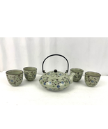 5 PC Hand Painted Porcelain Tea Sake Floral Teapot with 4 Cups Dishwashe... - £18.02 GBP