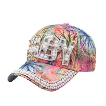 Lace Sunshade Duck Tongue Hat Heavyweight Rhinestone Pearl Letter Baby Casual Ba - £10.97 GBP