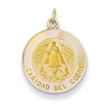 14K Yellow Gold Caridad Del Cobre Virgin Mary Charm Jewerly 21mm x 16mm - £145.32 GBP