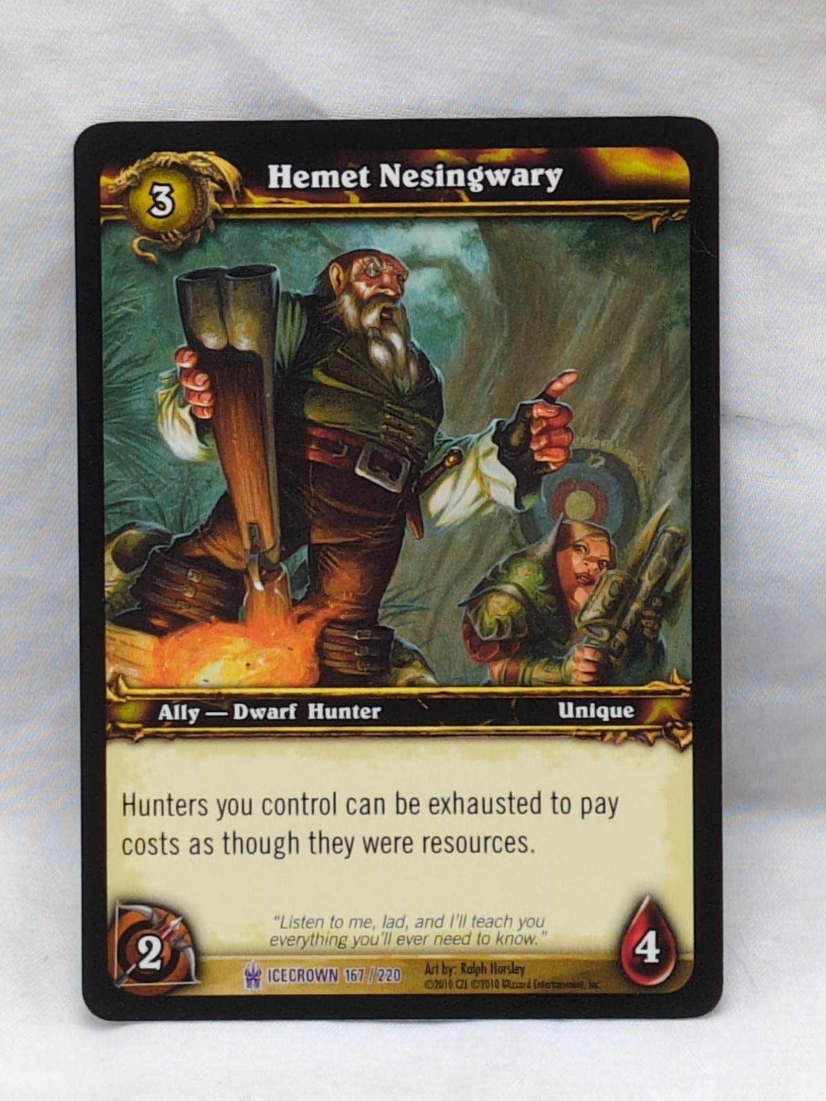 World Of Warcraft TCG Hemet Nesingway Icecrown Epic Card 167/220 - $19.79