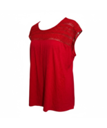 Woman's Red Crochet Lace Yoke Top - Size 3X - Cotton Blend - Made in Vietnam - $8.00