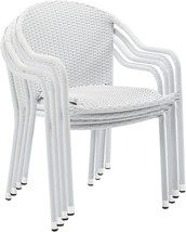 Crosley Furniture Co7109-Wh Palm Harbor Outdoor Wicker Stackable Chairs,, White - £237.40 GBP