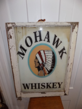 Vintage Mohawk Whiskey Painted Advertising Window in Wood Frame - $14,827.48 MXN