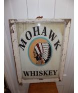 Vintage Mohawk Whiskey Painted Advertising Window in Wood Frame - €678,19 EUR