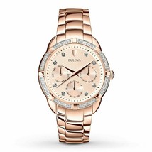 Bulova Women&#39;s 98R178 Quartz Diamond Accents Rose Gold-Tone 36mm Watch - £141.53 GBP