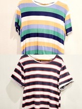 BKE Lot of 2 Womens Short Sleeve Shirts Boat Neck Striped M &amp; L Ships Same Day - £15.63 GBP