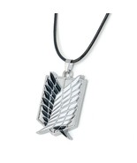 ATTACK ON TITAN NECKLACE Black White Survey Corps Logo Shingeki No Kyoji... - €6,95 EUR