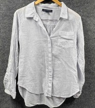 Tommy Hilfiger Shirt Women Medium Blue White Striped Button Up Casual Workwear - $26.30