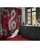 Silver Treble Clef Dragon Shower Curtain, Music Note, Elegant Goth Bathr... - £56.10 GBP