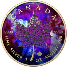 1 Oz Silver Coin 2022 Canada $5 Maple Leaf Seasons June Bejeweled Leaf I... - £116.74 GBP