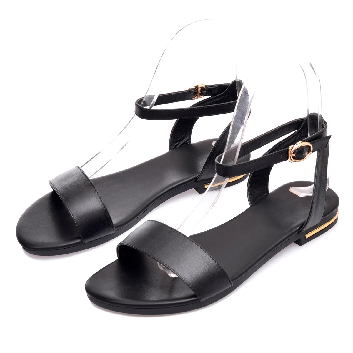 Women Sandals Leather Ankle Buckle  Girl&#39;s Shoes Comfortable Casual Beach Flats  - $105.97