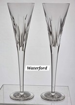Signed Waterford CUT GLASS Times Square Toasting Flutes pair crystal - $65.55