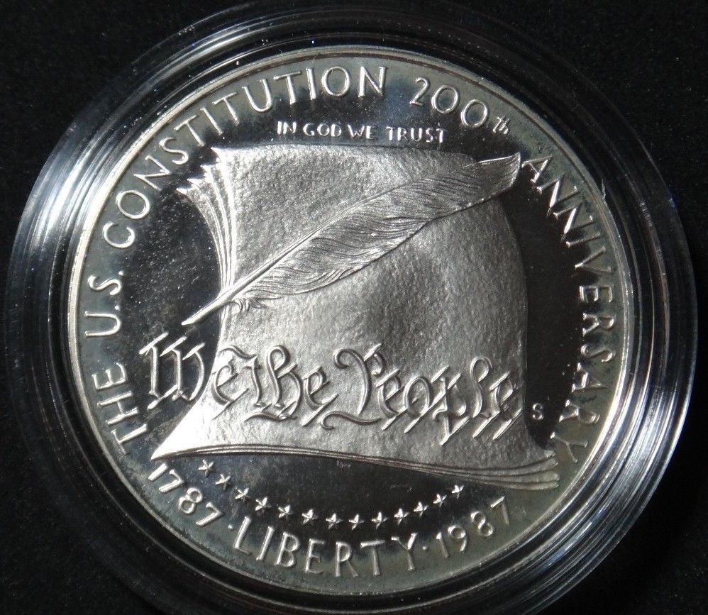 US SILVER DOLLAR 1987 S CONSTITUTION BICENTENNIAL PROOF COMMEMORATIVE COIN - £29.61 GBP