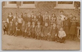 RPPC School Children Class Photo With Teacher c1910 Postcard T21 - £11.95 GBP
