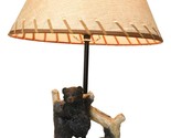 Rustic Woody Forest River Run Black Bears With Cub Rowing Canoe Boat Tab... - $94.99