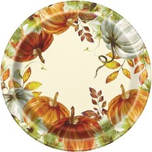 Watercolor Fall Pumpkin 8 Ct 9 in Lunch Plates Paper - £2.60 GBP