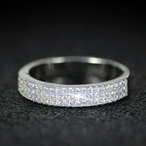 0.80Ct Imitación Diamante 3-Row Eternidad Boda Anillo 14K Bañado en Oro Blanco - £80.29 GBP