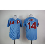 Phillies #14 Pete Rose Jersey Old Style Uniform Blue - £35.66 GBP